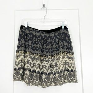Charlotte Ronson Size 6 Silk Black, Gray, Cream Ombre Ruffle Mini Skirt